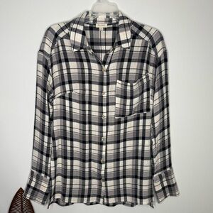 C25‎ NWT Anthropologie Pilcro black white gingham tunic top lightweight button